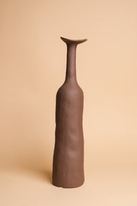 Tall Brown Wonky Ceramic Vase (Large)