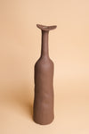Tall Brown Wonky Ceramic Vase (Large)