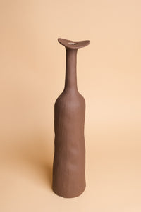 Tall Brown Wonky Ceramic Vase (Large)