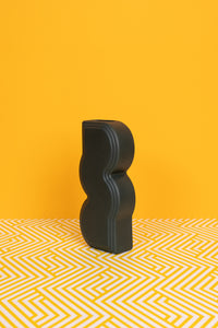 Navy Wave Ceramic Vase