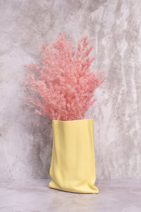 Yellow Paperbag Ceramic Vase (24cm)