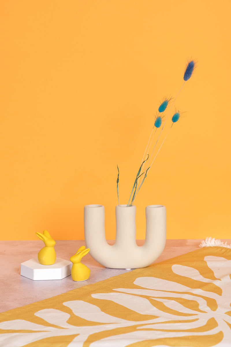 Triple Cream Ceramic Vase