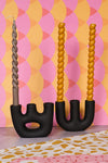 Triple Black Avignon Ceramic Candlestick