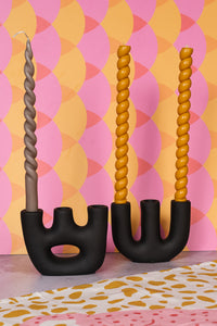 Triple Black Avignon Ceramic Candlestick