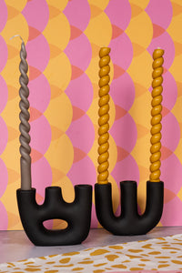 Triple Black Avignon Ceramic Candlestick