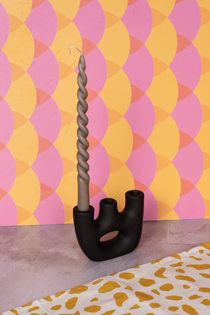Trio Black Avignon Ceramic Candlestick