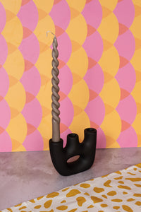 Trio Black Avignon Ceramic Candlestick
