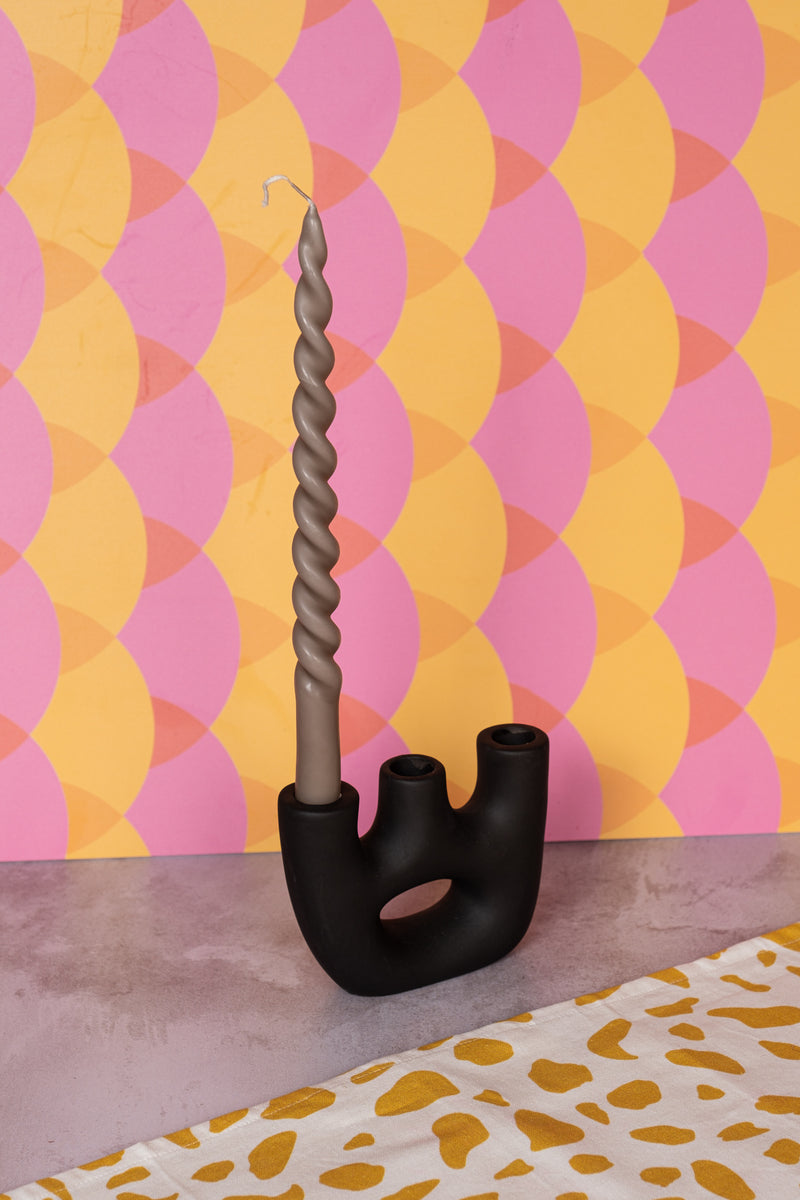 Trio Black Avignon Ceramic Candlestick