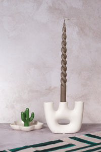 Duet White Avignon Ceramic Candlestick
