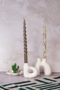 Single White Avignon Ceramic Candlestick (10cm)