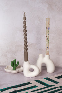 Single White Avignon Ceramic Candlestick (10cm)
