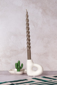 Single White Avignon Ceramic Candlestick (10cm)