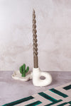 Single White Avignon Ceramic Candlestick (10cm)
