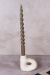 Single White Avignon Ceramic Candlestick (10cm)