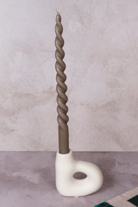 Single White Avignon Ceramic Candlestick (10cm)