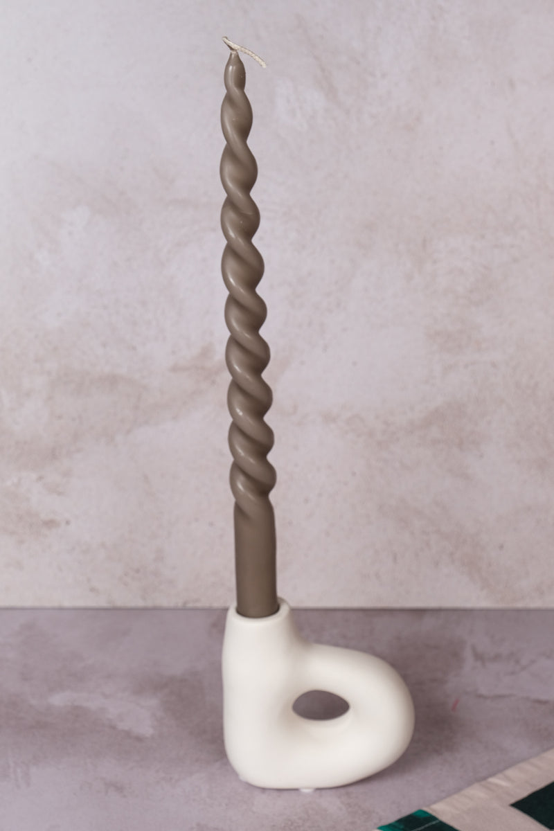 Single White Avignon Ceramic Candlestick (10cm)