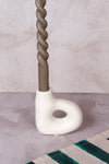 Single White Avignon Ceramic Candlestick (10cm)