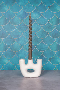 Duet White Avignon Ceramic Candlestick