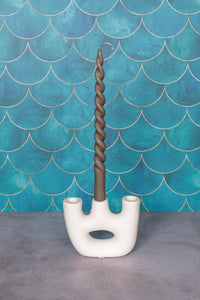 Duet White Avignon Ceramic Candlestick