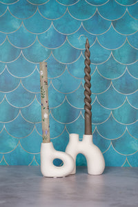 Single White Avignon Ceramic Candlestick (10cm)