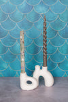 Single White Avignon Ceramic Candlestick (10cm)