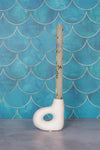 Single White Avignon Ceramic Candlestick (10cm)