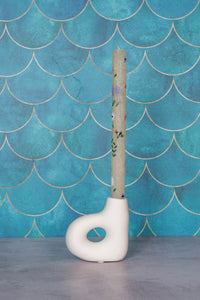 Single White Avignon Ceramic Candlestick (10cm)