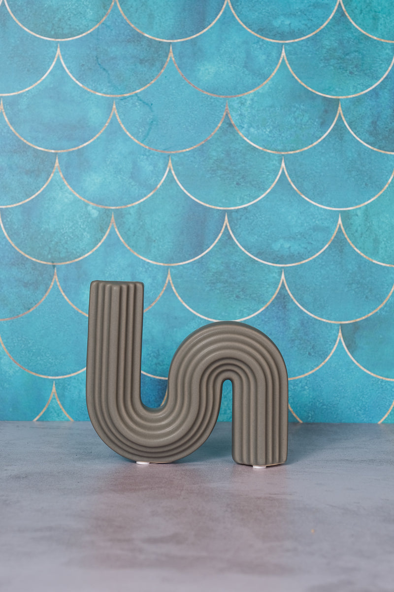 Small Grey Cannes Ceramic Vase (14cm)