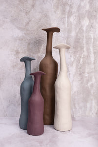 Tall Brown Wonky Ceramic Vase (Large)