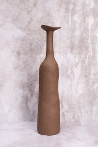 Tall Brown Wonky Ceramic Vase (Large)