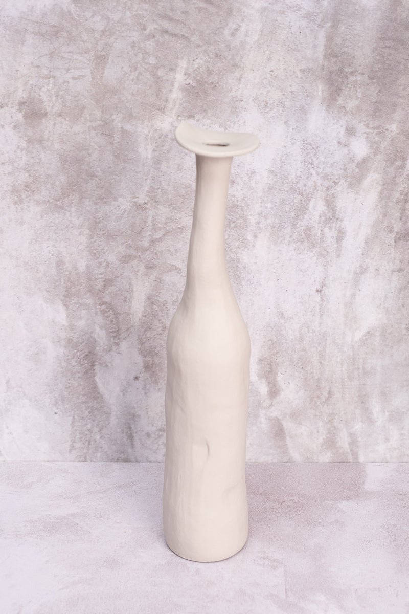 Stone Grey Tall Wonky Ceramic Vase