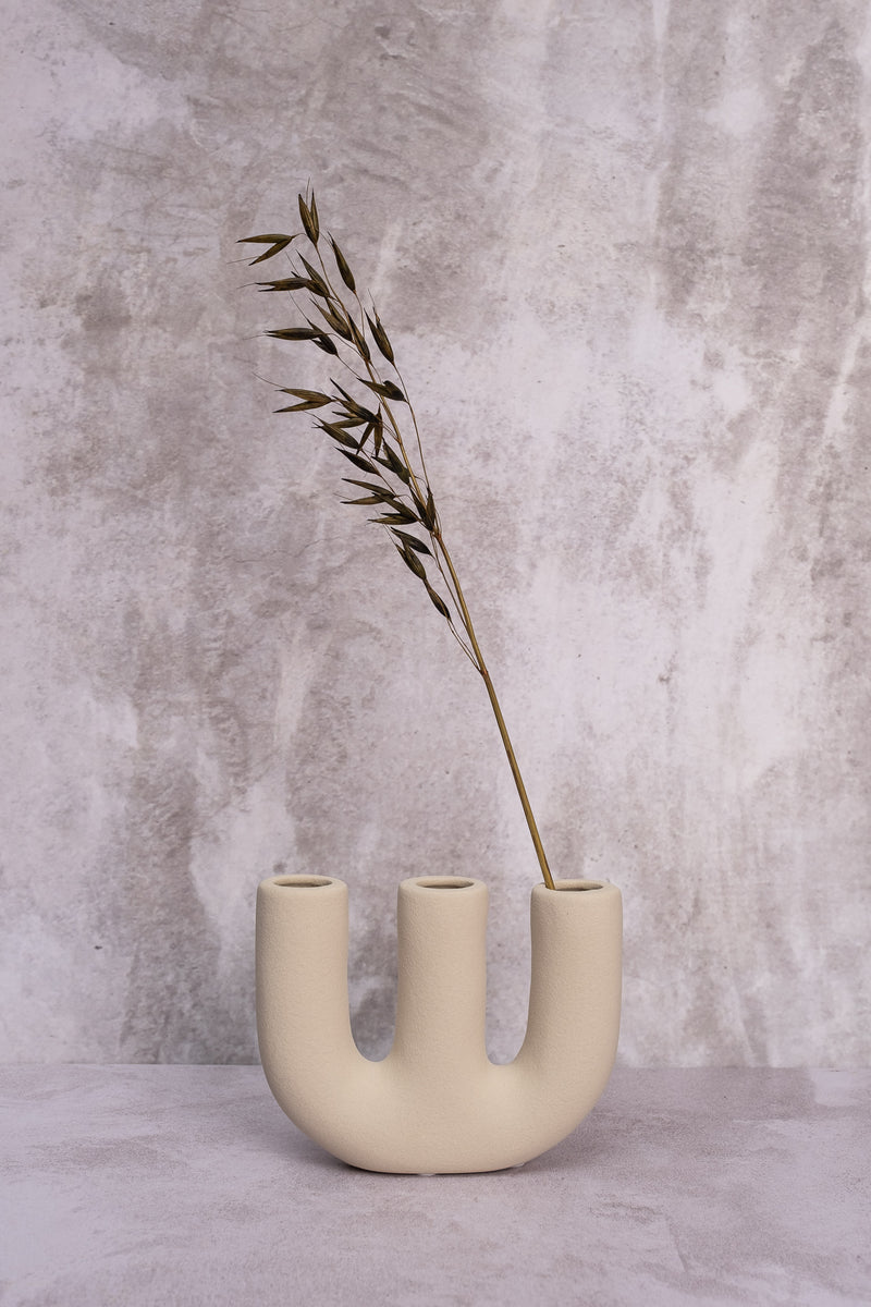 Triple Cream Ceramic Vase