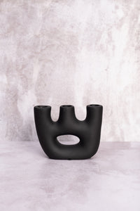 Trio Black Avignon Ceramic Candlestick