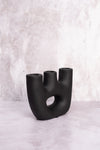 Trio Black Avignon Ceramic Candlestick