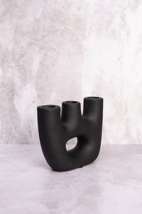 Trio Black Avignon Ceramic Candlestick