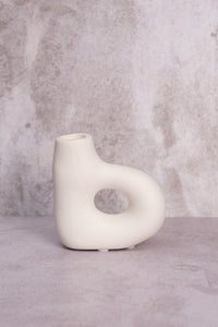 Single White Avignon Ceramic Candlestick (10cm)