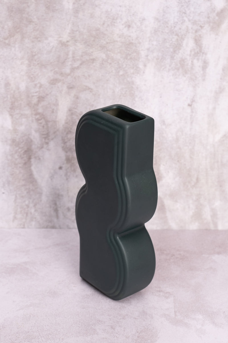 Navy Wave Ceramic Vase